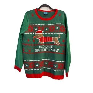 Norther Pole Dachshund‎ Christmas Sweater Wiener Dogs Pullover Women's Sz XXL